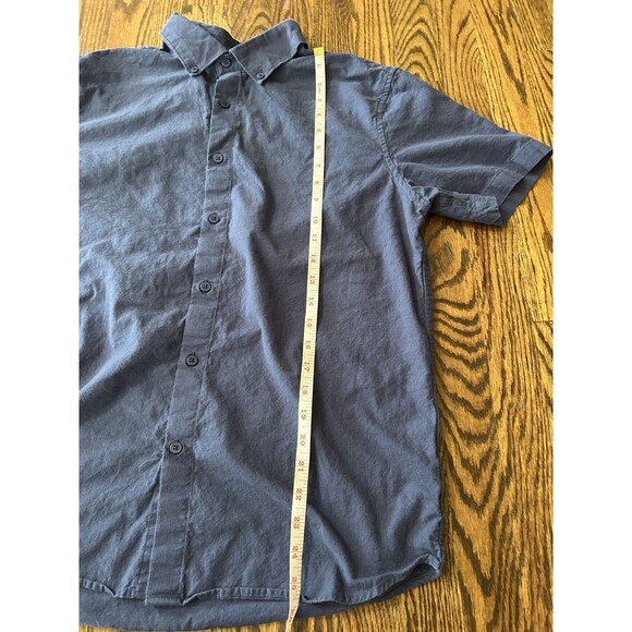 Set of 2 unbranded Men's Size Medium Button Up Linen Shirts Blue Green Casual - Picture 6 of 13